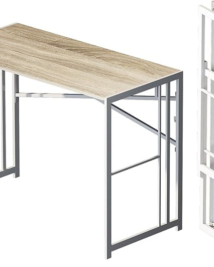 Folding Desk 40 inch Writing Gaming Computer Camping Table, No Assembly Required Home Office Desk, Beige - LeafyLoom