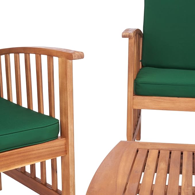 SAFAVIEH Outdoor Collection Rocklin Natural/ Green Cushion 4-Piece Conversation Patio Set - LeafyLoom
