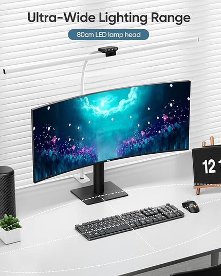 Led Desk Lamp for Office Home, Eye Caring Architect Desk Light with Clamp, Double Head 24W Ultra Bright Table Lamp with Remote Control, 5 Color Modes Flexible Gooseneck Lamp for Reading Study White - LeafyLoom