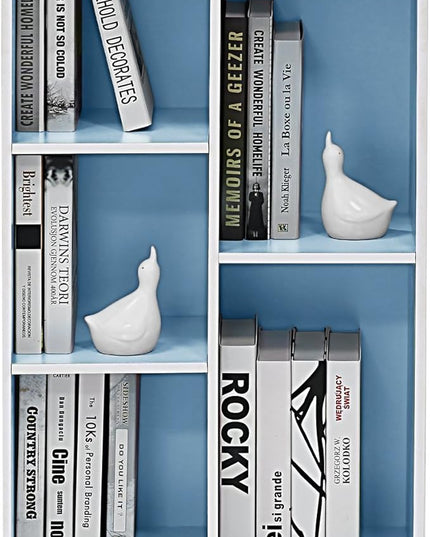 Furinno 5-Cube Reversible Open Shelf, White/Light Blue 11069WH/LBL - LeafyLoom