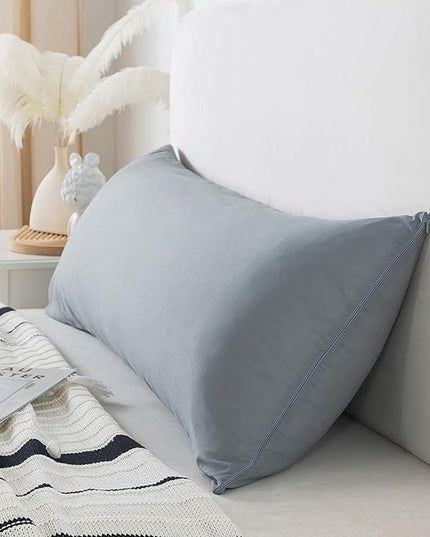 WhatsBedding Memory Foam Body Pillow with Breathable Zippered Cotton Cover, Full Body Pillow for Adults, Long Pillow for Sleeping, Firm Body Pillow Fluffy Supportive - Grey - LeafyLoom