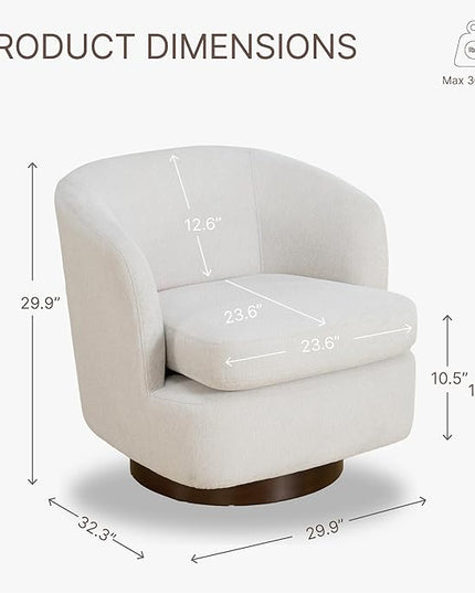 Swivel Accent Chair Modern Barrel Armchair with Wood Base for Bedroom Reading Waiting Living Room, Cream - LeafyLoom