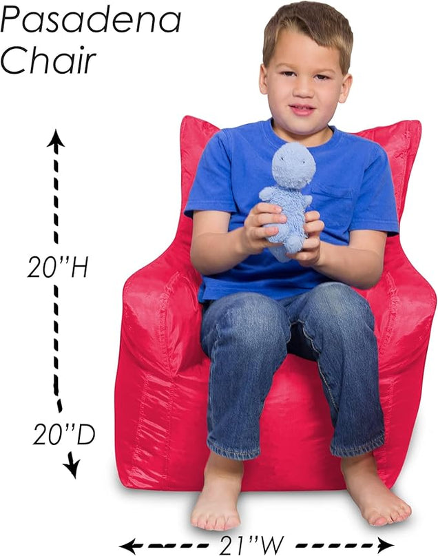 Posh Creations Bean Bag Structured Seat for Toddlers and Kids, Comfy Chair for Children, Pasadena, Red - LeafyLoom