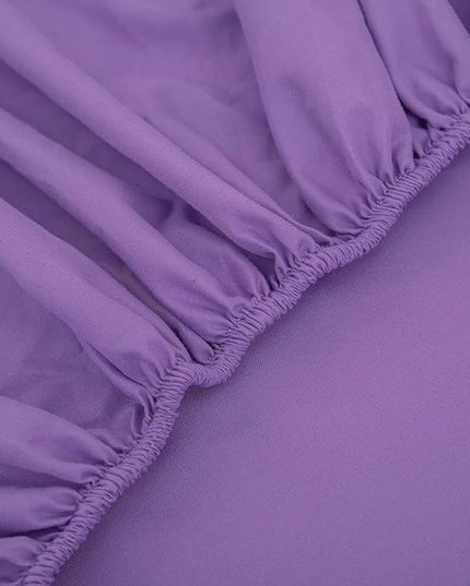 Twin Bed in a Bag Purple Seersucker Comforter Set 5-Pieces Microfiber Lightweight Comforter All Season Bedding Sets with Comforter,Flat Sheet,Fitted Sheet and Pillowcases - LeafyLoom