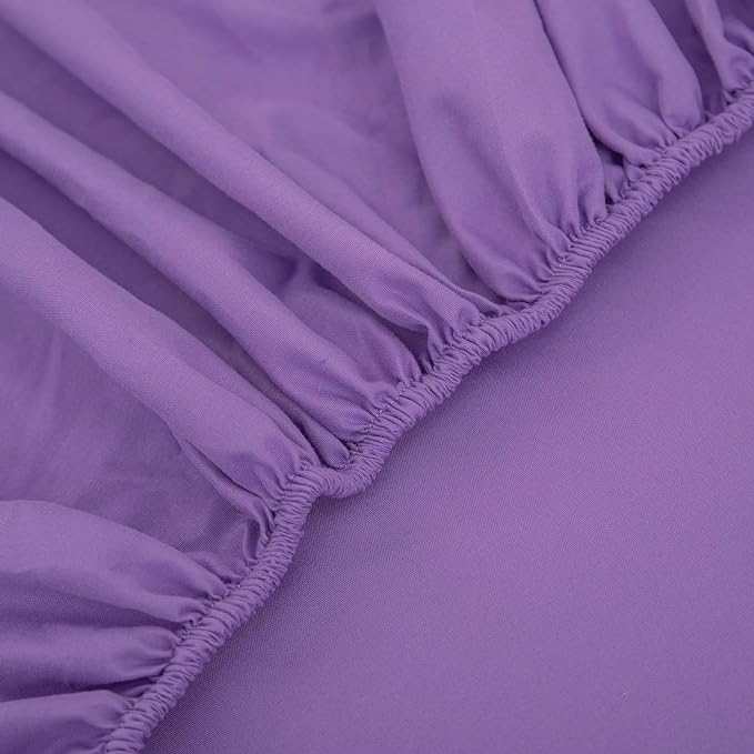 Twin Bed in a Bag Purple Seersucker Comforter Set 5-Pieces Microfiber Lightweight Comforter All Season Bedding Sets with Comforter,Flat Sheet,Fitted Sheet and Pillowcases - LeafyLoom