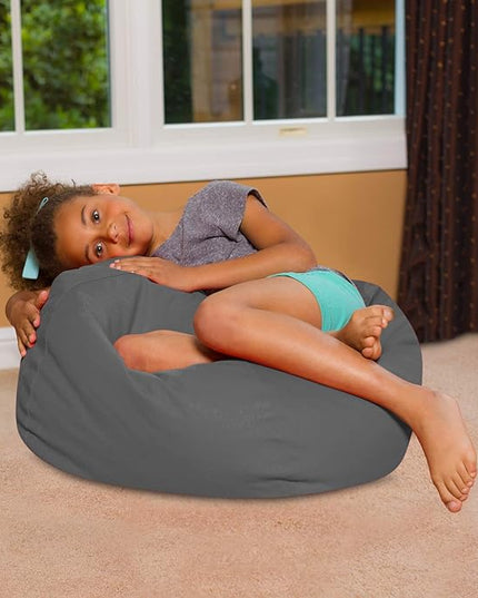 Posh Creations Bean Bag Chair for Kids, Teens, and Adults Includes Removable and Machine Washable Cover, Heather Gray, 27in - Medium - LeafyLoom