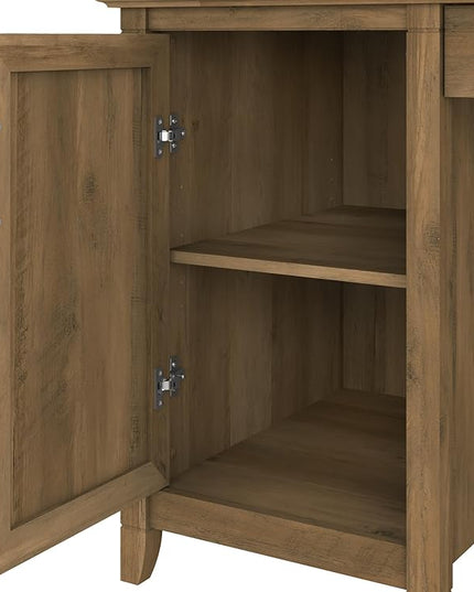 Bush Furniture Key West Computer Desk with Storage | Small for Home Office | Modern Farmhouse, 54W, Reclaimed Pine - LeafyLoom