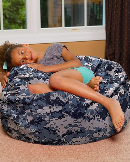 Posh Creations Bean Bag Chair for Kids, Teens, and Adults Includes Removable and Machine Washable Cover, Soft Nylon - Camo Digital, 38in - Large - LeafyLoom