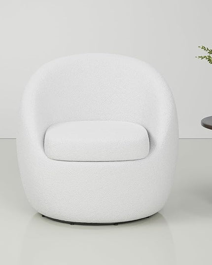 Farini Swivel Accent Chair,Swivel Barrel Chair, Comfy Round Oversized Accent Chair for Living Room Bedroom(Beige) - LeafyLoom