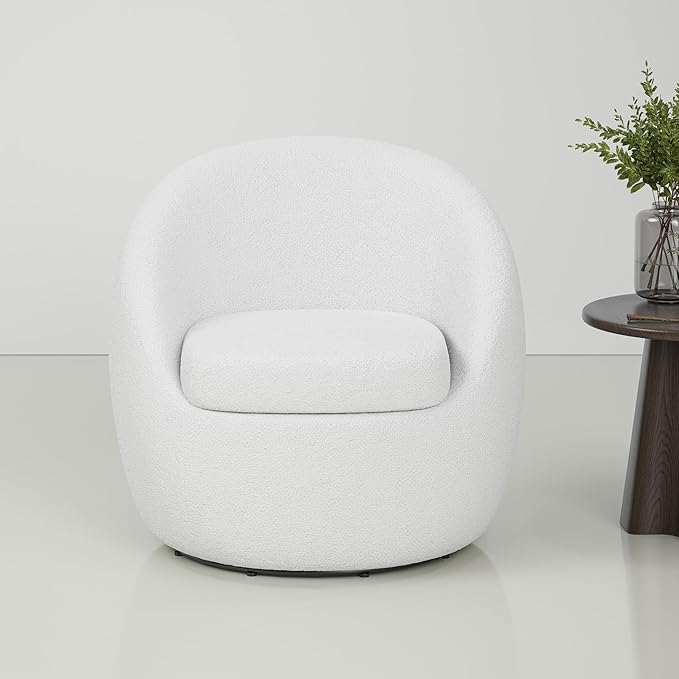 Farini Swivel Accent Chair,Swivel Barrel Chair, Comfy Round Oversized Accent Chair for Living Room Bedroom(Beige) - LeafyLoom