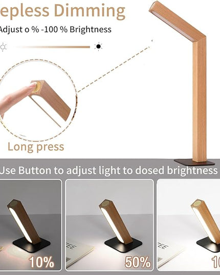 Wood Desk Light,Dimmable Desk Lamps for Bedrooms Touch Lamp RotatableDesk Light Wall Lamp (Beech Wood) - LeafyLoom