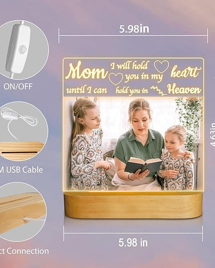 Attivolife Gift for Mother - Acrylic Photo Frame with Warm Color LED Light, Desk Display 4x6 Picture, Best Present for Mom Birthday Mother's Day Valentine Day - LeafyLoom