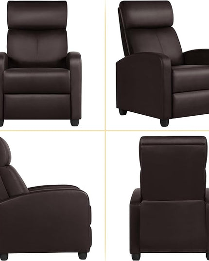 Yaheetech Recliner Chair Faux Leather Recliner Sofa Adjustable Modern Recliner Seat Club Chair Home Theater Seating Brown - LeafyLoom