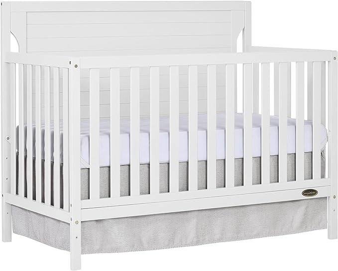 Cape Cod 5-in-1 Convertible Crib in White, Greenguard Gold Certified, 55x30x44.5 Inch (Pack of 1) - LeafyLoom
