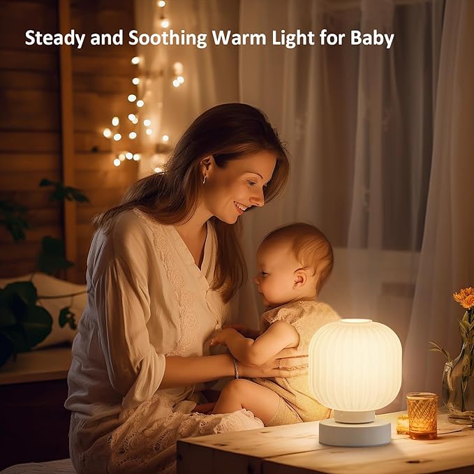 Touch Bedside Table Lamp - Small Table Lamps,3 Way Dimmable with USB C+A Charging Ports - Bedroom Nightstand & Living Room Essential, 6W Bulb Included - LeafyLoom
