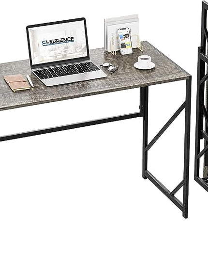 Elephance Folding Desk Writing Computer Desk for Home Office, No-Assembly Study Office Desk Foldable Table for Small Spaces - LeafyLoom