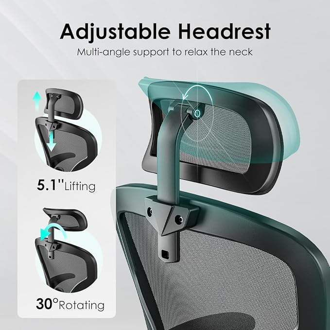 Farini Ergonomic Office Chair, Home Office Desk Chair with Headrest, High Back Computer Chair with Flip-up Armrests and Adjustable Lumbar Support.for Home Office Study Room Bedroom, Black. - LeafyLoom