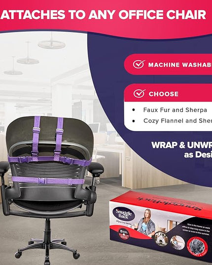 The Original Office Chair Blanket by SnuggleBack; Cozy Comfy Office Desk Chair Wrap Attaches for Convenient Heat and Hands-Free. Stay Warm In The Winter or Summer. Sherpa Fur Lining - LeafyLoom