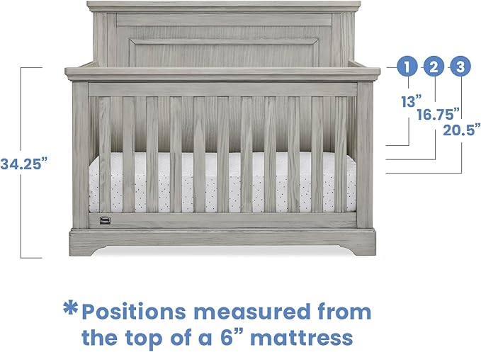Delta Children Simmons Kids SlumberTime Paloma 4-in-1 Convertible Baby Crib - Greenguard Gold Certified, Rustic Mist - LeafyLoom