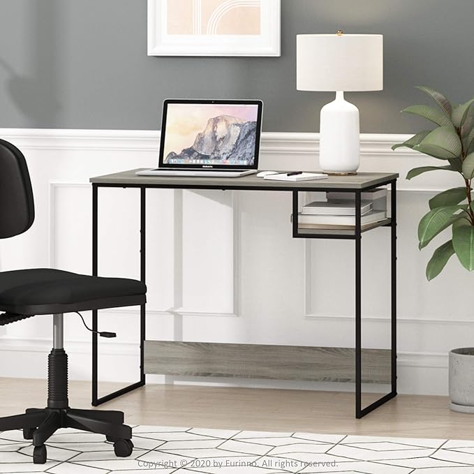 Furinno Moretti Lifestyle Study Desk, 35 Inches, French Oak Grey - LeafyLoom