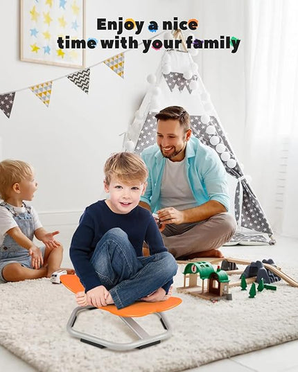 Sensory Toys Kids Swivel Chair, Autism Kids Swivel Chair, Elephant Sit and Spin Seat Balance Chair Indoor for Child Age 3+, Regulating Toddler’s Body Balance, Metal Base Non-Slip Orange - LeafyLoom