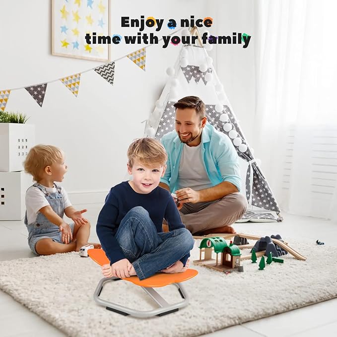 Sensory Toys Kids Swivel Chair, Autism Kids Swivel Chair, Elephant Sit and Spin Seat Balance Chair Indoor for Child Age 3+, Regulating Toddler’s Body Balance, Metal Base Non-Slip Orange - LeafyLoom