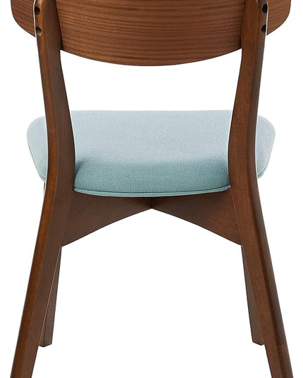 Christopher Knight Home Abrielle Mid-Century Modern Fabric Dining Chairs with Natural Walnut Finished Rubberwood Frame, 2-Pcs Set, Mint / Natural Walnut - LeafyLoom