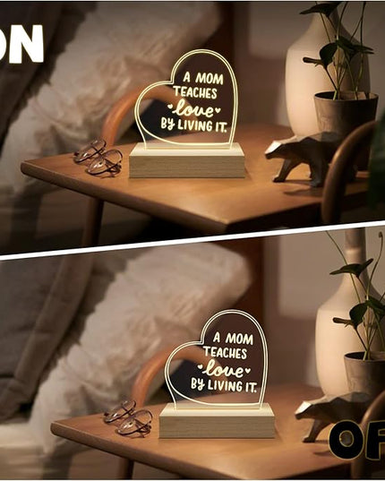 Wood LED Display Base with Acrylic Sheet, Mom Gifts from Daughter Son Led Acrylic Light Base Wood Display LED Stand - LeafyLoom