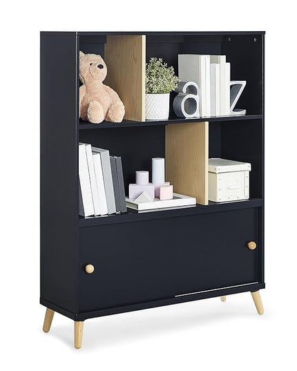 Delta Children Essex Bookcase - Greenguard Gold Certified, Black/Natural - LeafyLoom