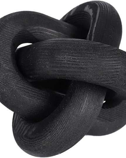 Wood Knot Decor -Coffee Table Decor Shelf Decor Table Books Hand Carved Home Decoration Boho Country Rustic Modern Shabby Chic Style Decor 3 Link Wooden Knot Chain Link Decor (Black) - LeafyLoom