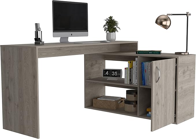 NicBex Kimberly-DW-00043-LWJ Home Office Desks, 45.86"x59.64"x30.11", Light Gray - LeafyLoom