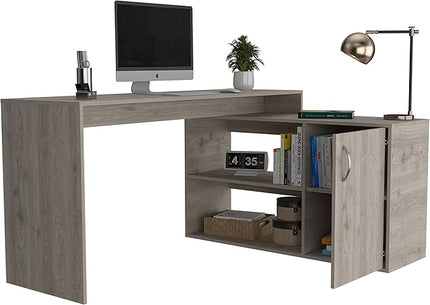 NicBex Kimberly-DW-00201-LWJ Home Office Desks, 59.64"x45.86"x30.11", Light Gray - LeafyLoom