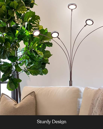 Brightech Orion Arc Floor Lamp for Living Room, Tree Floor Lamp with 5 Adjustable Arms, Multi-Head Standing Lamp with Flexible Rotating LED Lights for Bedroom, Dorm - Bright Hanging Lighting - Bronze - LeafyLoom