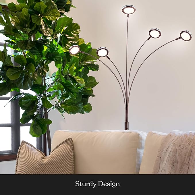 Brightech Orion Arc Floor Lamp for Living Room, Tree Floor Lamp with 5 Adjustable Arms, Multi-Head Standing Lamp with Flexible Rotating LED Lights for Bedroom, Dorm - Bright Hanging Lighting - Bronze - LeafyLoom
