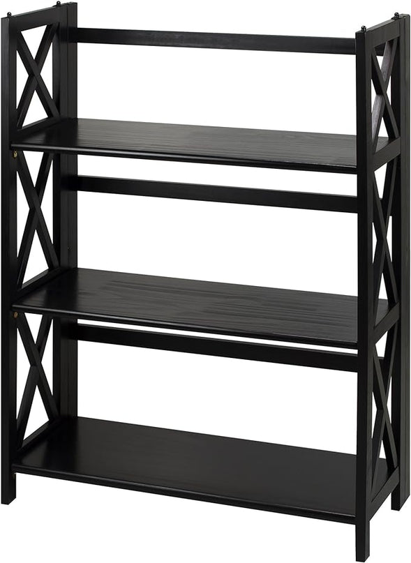 Casual Home Montego 3-Shelf Folding Bookcase, Black (New) - LeafyLoom