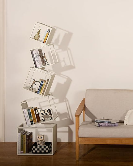 Bookshelf 2024 NEW, 5-Tier Bookshelves, 67" Tall White Bookshelf, Book Shelf, Bookcase, Modern Bookshelf, Storage Shelf for CDs/Books/Collections, Display Shelf for Livingroom, Bedroom, Office - LeafyLoom