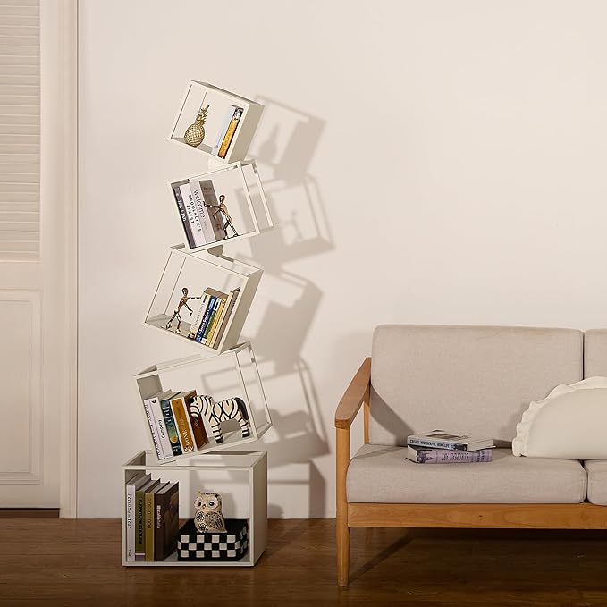 Bookshelf 2024 NEW, 5-Tier Bookshelves, 67" Tall White Bookshelf, Book Shelf, Bookcase, Modern Bookshelf, Storage Shelf for CDs/Books/Collections, Display Shelf for Livingroom, Bedroom, Office - LeafyLoom
