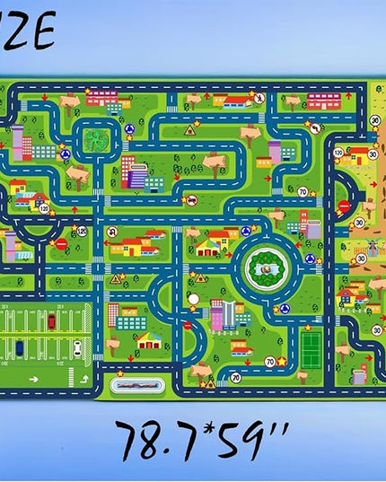 Car Rug Play Mat,Road Rug Kid Play Mat,Playroom Toy Car Mat, Kids Carpet City Map for Bedroom Classroom,Extra Large Thick (78.7X59 Inch) - LeafyLoom