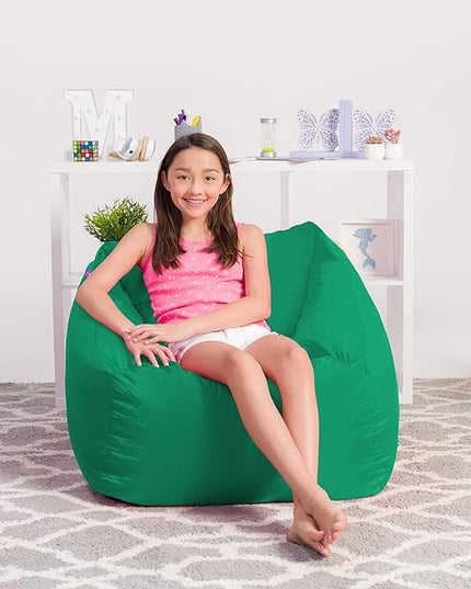 Posh Creations Structured Comfy Bean Bag Chair for Gaming, Reading, and Watching TV, Coronado Chair, Microsuede - Tide Pool - LeafyLoom