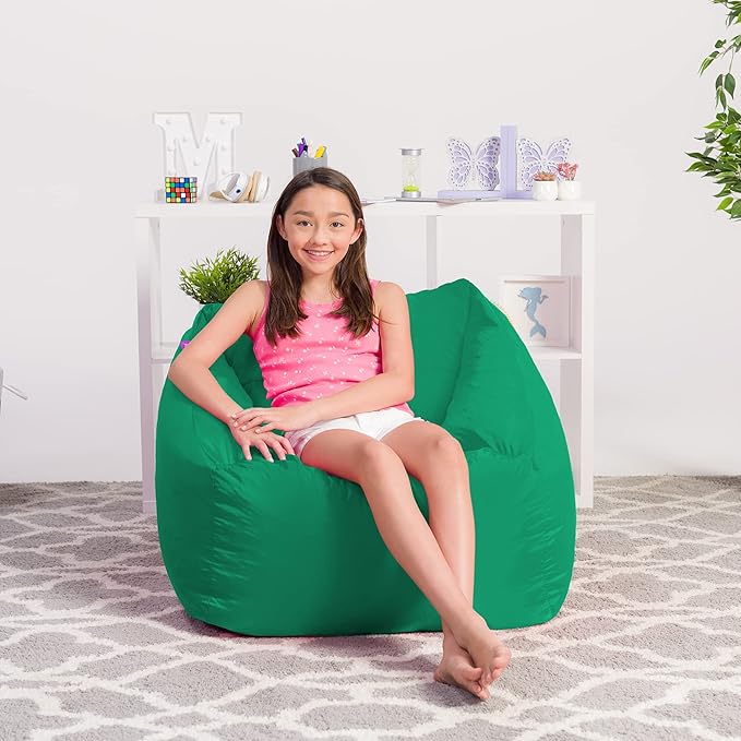 Posh Creations Structured Comfy Bean Bag Chair for Gaming, Reading, and Watching TV, Coronado Chair, Microsuede - Tide Pool - LeafyLoom