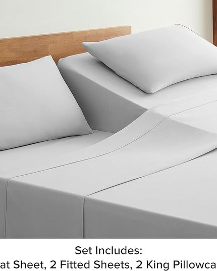 UGG 33611 Alahna Split King Bed Sheet and Pillowcase 5-Piece Set Sleep in Luxury Machine Washable Deep Pockets Wrinkle-Resistant Breathable Cozy Comfort Silky Cooling Sheets, Split King, Stone - LeafyLoom