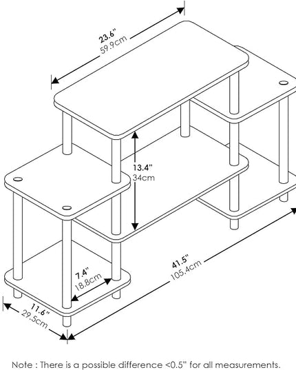 Furinno Turn-N-Tube No Tools Entertainment TV Stands, Beech/White, Square Corner - LeafyLoom
