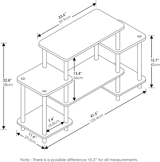 Furinno Turn-N-Tube No Tools Entertainment TV Stands, Beech/White, Square Corner - LeafyLoom