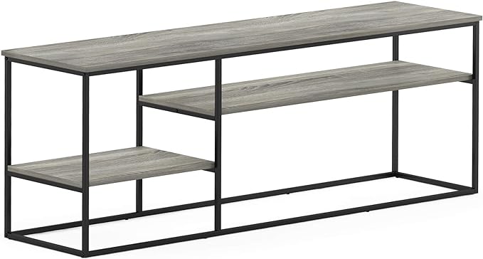Furinno Moretti Modern Lifestyle TV Stand, French Oak Grey - LeafyLoom