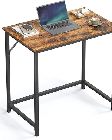VASAGLE Computer Desk, Gaming Desk, Home Office Desk, for Small Spaces, 19.7 x 31.5 x 29.5 Inches, Industrial Style, Metal Frame, Rustic Brown and Black ULWD038B01 - LeafyLoom