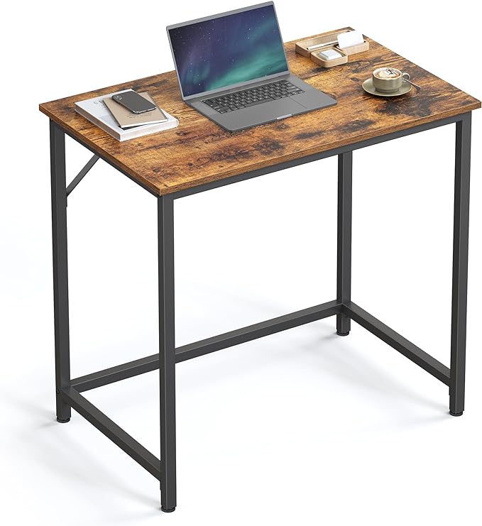 VASAGLE Computer Desk, Gaming Desk, Home Office Desk, for Small Spaces, 19.7 x 31.5 x 29.5 Inches, Industrial Style, Metal Frame, Rustic Brown and Black ULWD038B01 - LeafyLoom