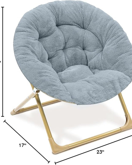 Milliard Mini Cozy Chair for Kids, Sensory Faux Fur Folding Saucer Chair for Toddlers, Grey - LeafyLoom
