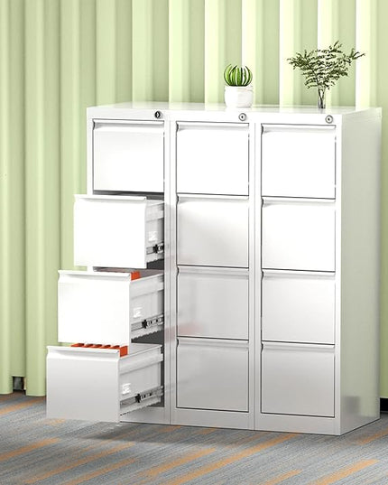 4 Drawer File Cabinet, Office Filing Cabinet with Lock/Drawer, Metal Vertical File Storage Cabinet for A4 Letter/Legal Size, 14.96" W x 17.72" D x 52.36" H, Assembly Required - LeafyLoom