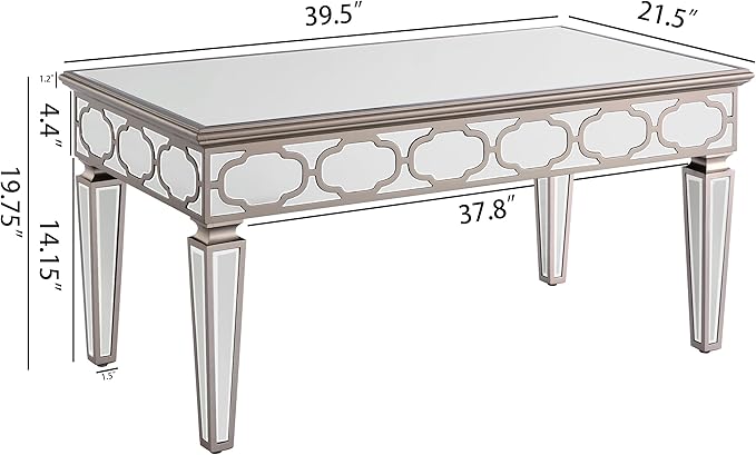 NicBex Coffee Table Modern Tempered Glass Coffee Table with Storage Rectangle Center Tables with Strong Legs Dining Table for Living Room, Dining Room, Office, and Bedroom,39.37" W, Silver - LeafyLoom