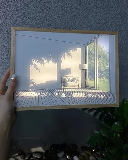 Adjustable Lighting Painting Decoration, 3-Color LED Acrylic Light Painting Decoration, Experience Light and Shadow The Art of Photo Frame Create a Magical Atmosphere for Wall Art Home Decor (A) - LeafyLoom